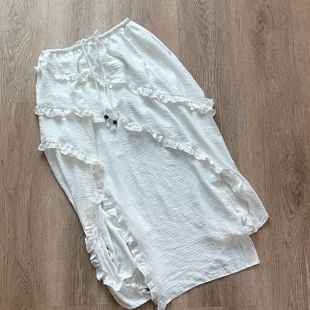 White Ruffle Long Skirt - Picture 2 of 4